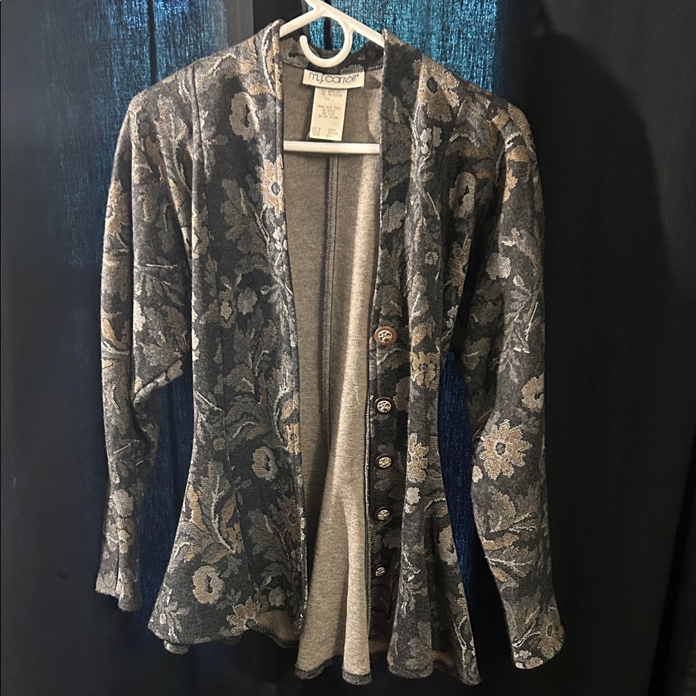 Vintage m.j. carroll floral sweater blazer